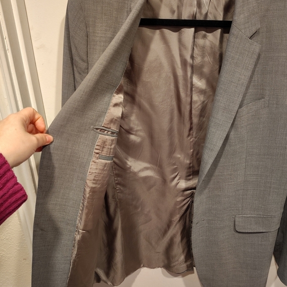 Theory Men's Gray Wool Blazer 2 Button Suit Jacket Sz  44L Prom Event Career - Picture 7 of 8